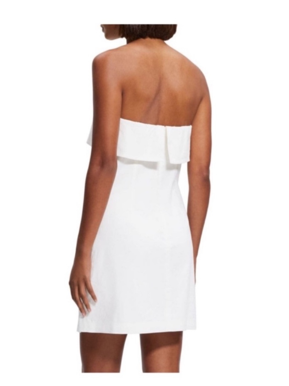 New! THEORY Foldover Eco Crunch Strapless Linen-Blend Mini Dress - Picture 3 of 9
